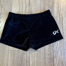 GK Elite Mini Shorts Black Velvet Velour Adult Small Gymnastics Cheer Dance