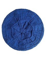 Women's Satin Lined Knitted Beret Ladies Winter Autumn Warm and One Size Blue