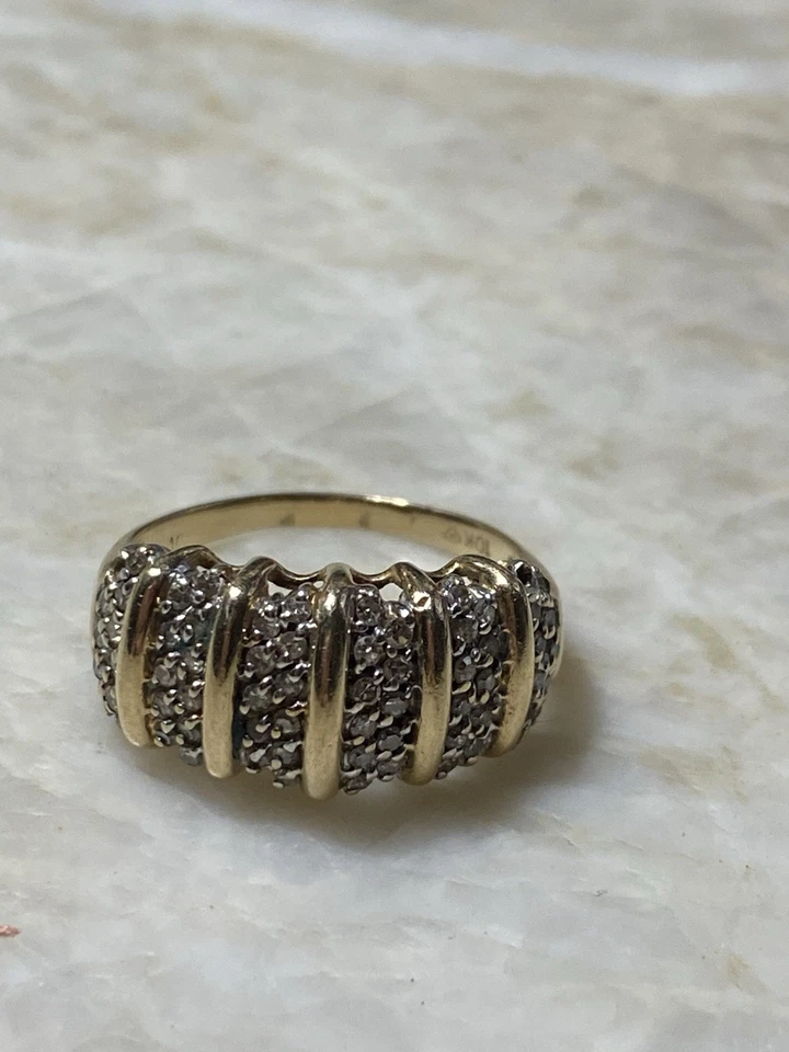Estate 1.0 Diamond Wedding Anniversary Band Cocktail Ring 10k Yellow gold - Image 4 of 4