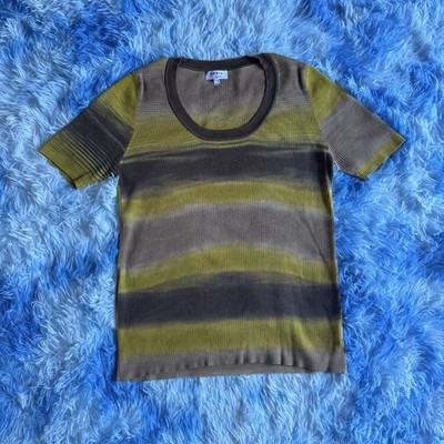 A-K-R-I-S Punto Striped Ribbed Knit Top Women s Size 0 / XS - Junior 12 US