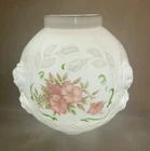 VTG Gone with the Wind Hurricane Cabbage Globe Pink Roses Lamp Milk Glass GWTW