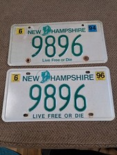 New Hampshire License Plates '96 Old Man In The Mountain Live Free Or Die #9896
