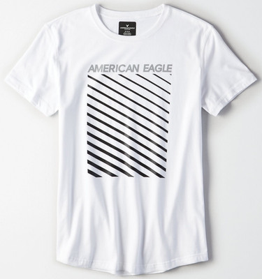 Men's American Eagle AEO Graphic Reflective T-Shirt Tee Medium White