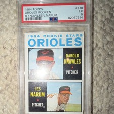 Topps 1964 Rookie Stars Darold Knowles Les Narum #418 Orioles Rookie PSA 5