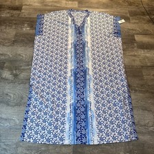 Oscar de la Renta Blue Lotus Cotton Caftan Maxi Dress L/XL NWT $180