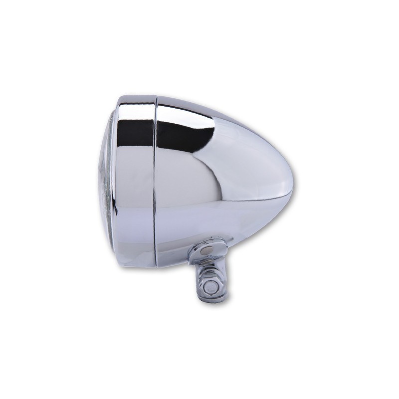 Phare HIGHSIDER BULLET moto custom optique H4 chrome fixation basse