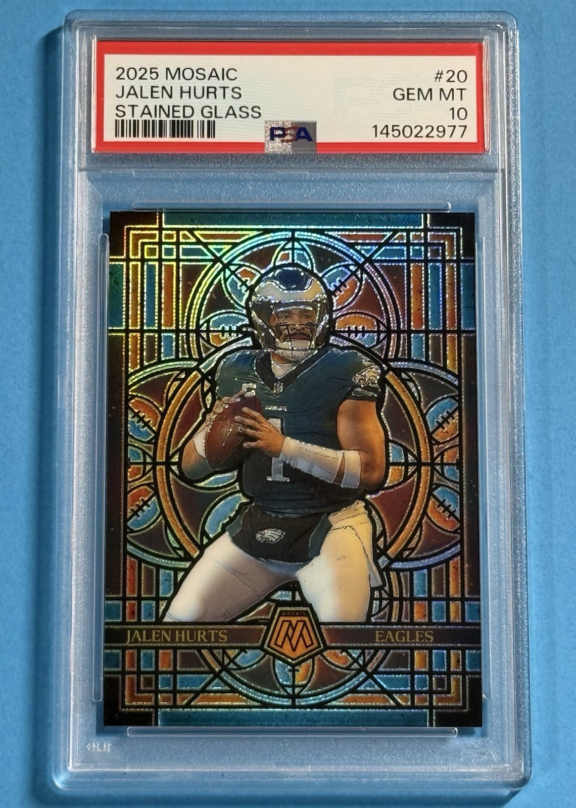 Jalen Hurts Stained Glass SSP  Eagles 2025 Panini Mosaic PSA 10 view 4
