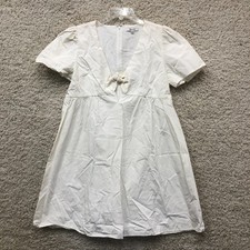 Madewell Dress 12 Adult White Tie Front Short Sleeve Mini Casual V-Neck Womens