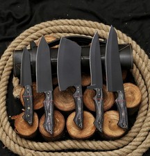 CUSTOM HANDMADE FORGED CARBON STEEL CHEF KNIFE KITCHEN KNIVES CHEF SET 5 PCS