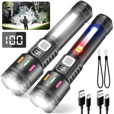 2pack 99000000lm Tactical Flashlight Super Bright Rechargeable Led Work Lights