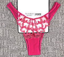 Victoria's Secret Dream Angels NWT Medium Pink Open Back Brazilian Panty Hearts
