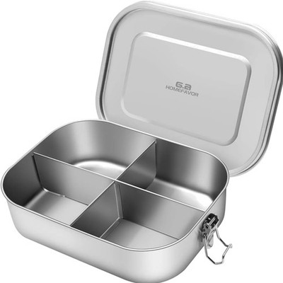 Brotdose Edelstahl, Lunchbox, 4 Fächer, auslaufsicher, BPA-frei, Spülmaschine...