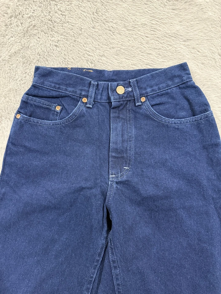 Jeans Lee Juniors 5 Vintage Azul Medio Cintura Alta Pierna Recta Hecho en EE. UU. Años 90 Foto 2 de 4