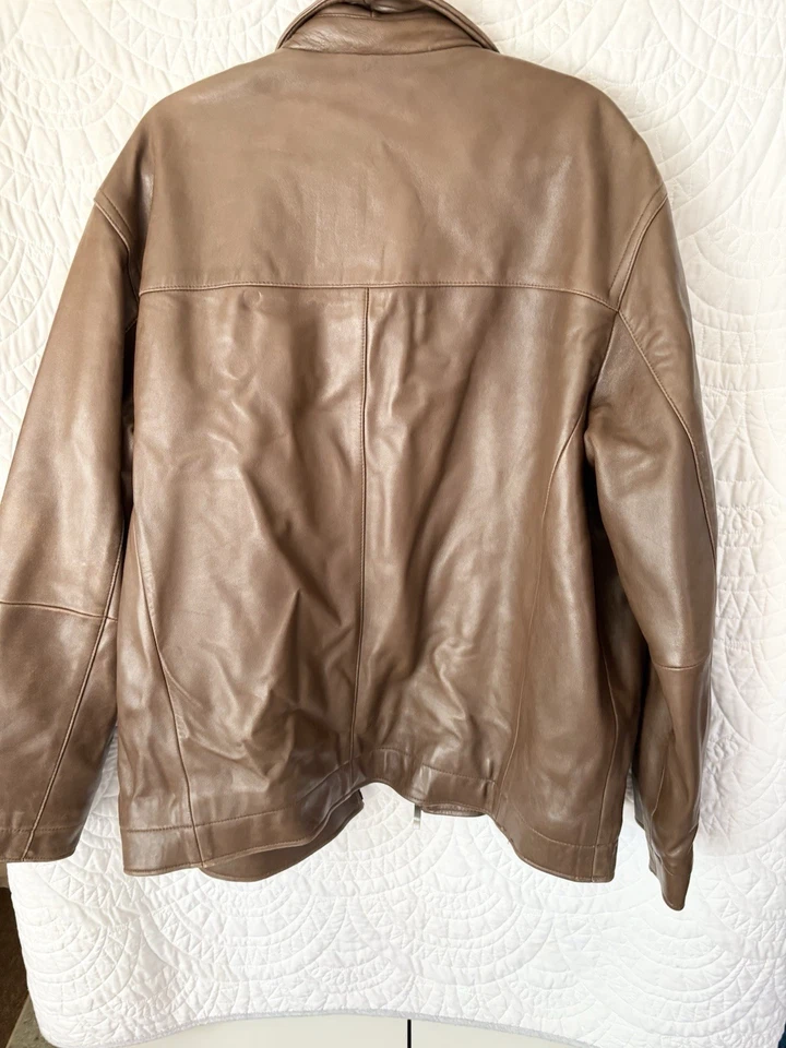 Liz Claiborne Vintage Hombre Marrón Cordero Bomber Chaqueta Forrada XL Foto 3 de 4