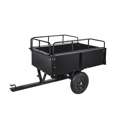 Steel Dump Cart Tow Behind Lawn Dump Cart for Lawn Tractor 750LBS Capacity Black
