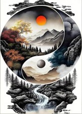 5D Diy diamond painting full drill 30 X 40 CM  YING/YANG SCENERY