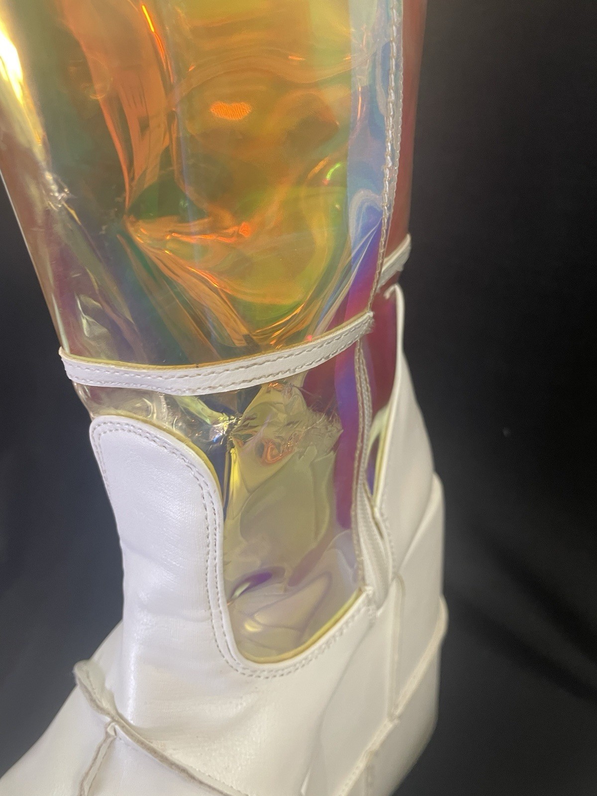 Demonia White Holographic Platform Boots Womens 7… - image 5