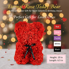 Oso de peluche rosa eterna flor artificial regalo para mamá decoración de cumpleaños de San Valentín