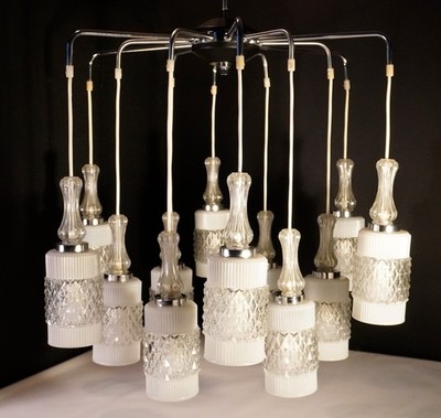 Vintage Space Age Sputnik Chandelier SZV-212 by Szarvasi Hungary 1970s 12 Lights