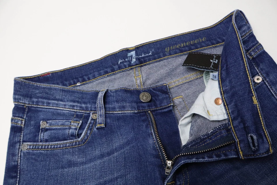 7 For All Mankind Gwenevere Mujeres Jeans W27 Fade Efecto Triquitos Cremallera - Imagen 4 de 4