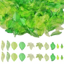 Leaf Beads 450PCS Green for Jewelry Making Acrylic
