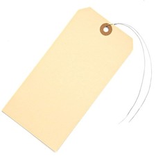 100 Large Manila Paper Tags with Wire Attached 8, 6 1/4" x 3 1/8" 82