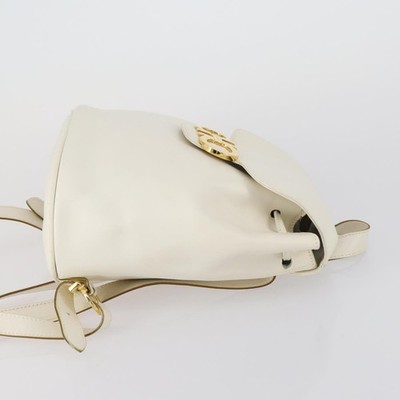 Salvatore Ferragamo Backpack Leather White Gold Auth 154163  display picture 1