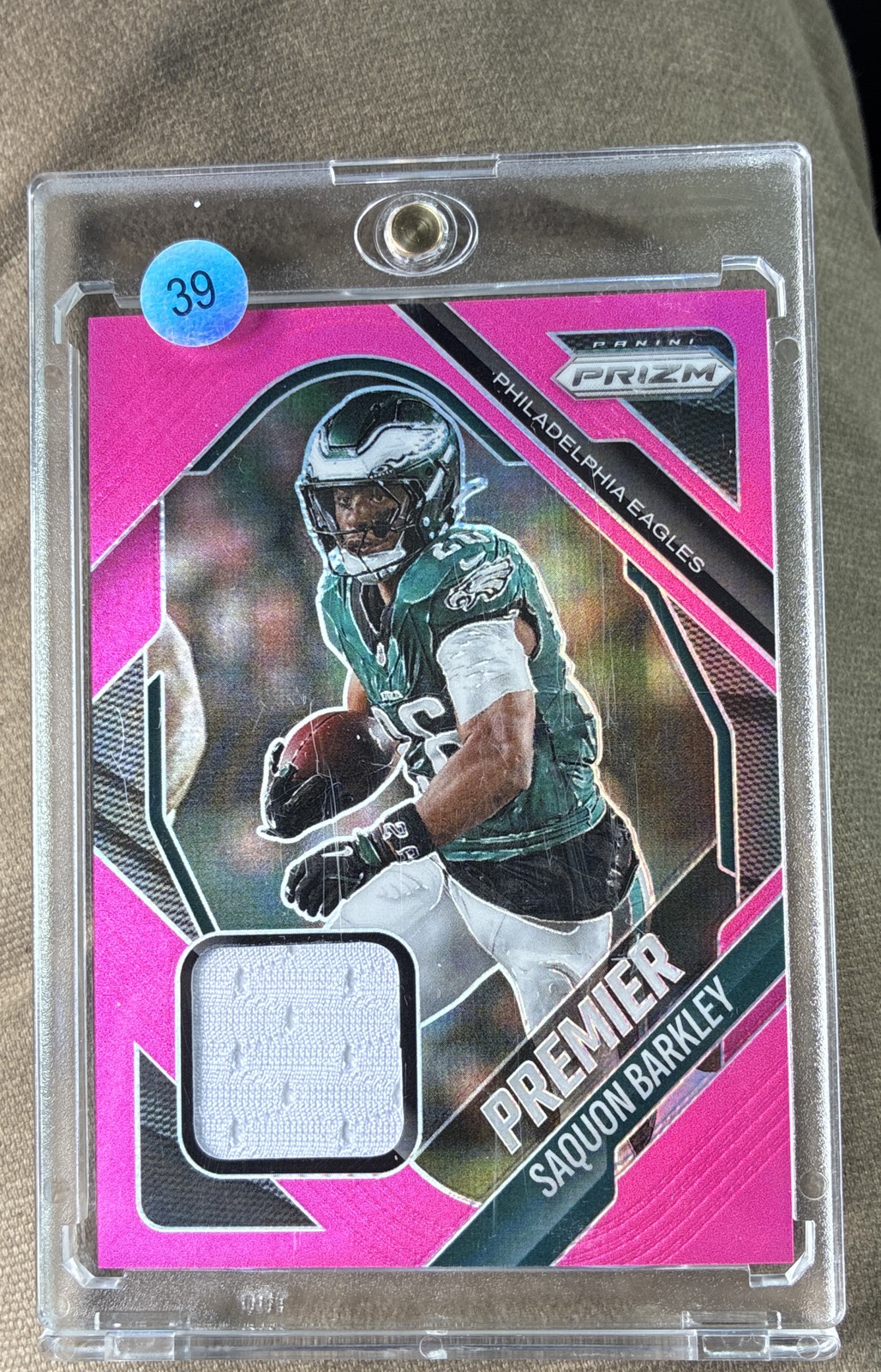 2025 Panini Prizm - Premier Jerseys Saquon Barkley #PJY-SBY Pink Prizm (MEM)