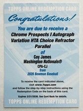 2026 Bowman Chrome #CPA-CJ COY JAMES Variation HTA Choice Refractor Auto 🔥🔥