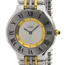 CARTIER Must 21 Gold Plated Steel Quartz Unisex Watch W10074F4 Polished BF584104