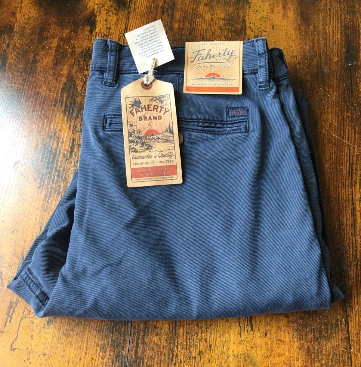 Faherty Men's Coastline Chino Blue Nights 5 Pockets MBF2432 Pant Size 34W x 32L