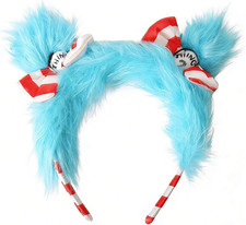 Blue Fuzzy Headband with Red Bow Blue Hairband Costume Accessory Theme Party Cos
