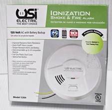 USI Electric 5304 Hardwired Ionization Smoke & Fire Alarm 120V w/ Battery Backup