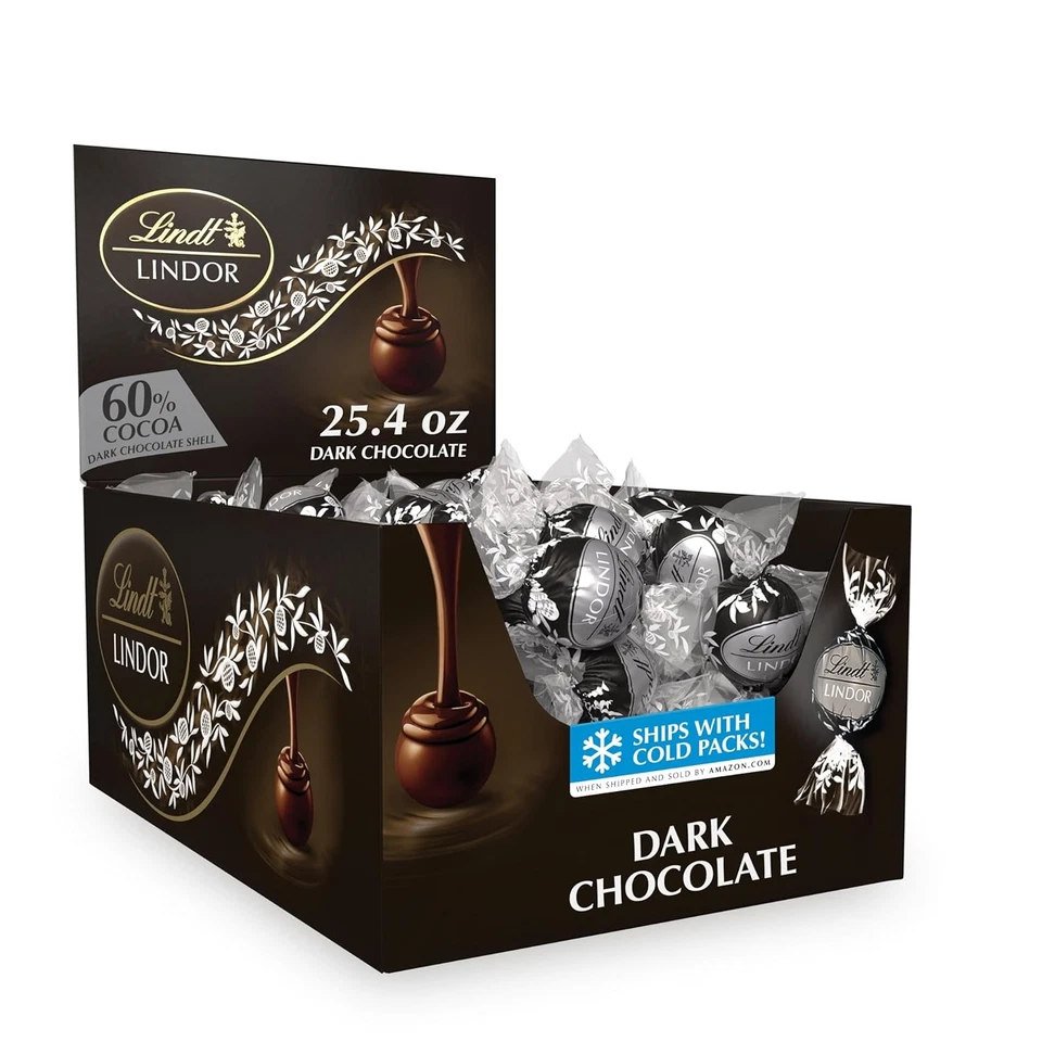 Lindt LINDOR 60% Trufas de Chocolate Extra Oscuro, Kosher, Caja de 60 Unidades, 25.4 OZ Foto 2 de 4