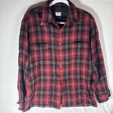 RARE 1950  s McGregor MADE IN USA Buffalo Plaid Wool FLANNEL Size XL 17-17.5 1Z