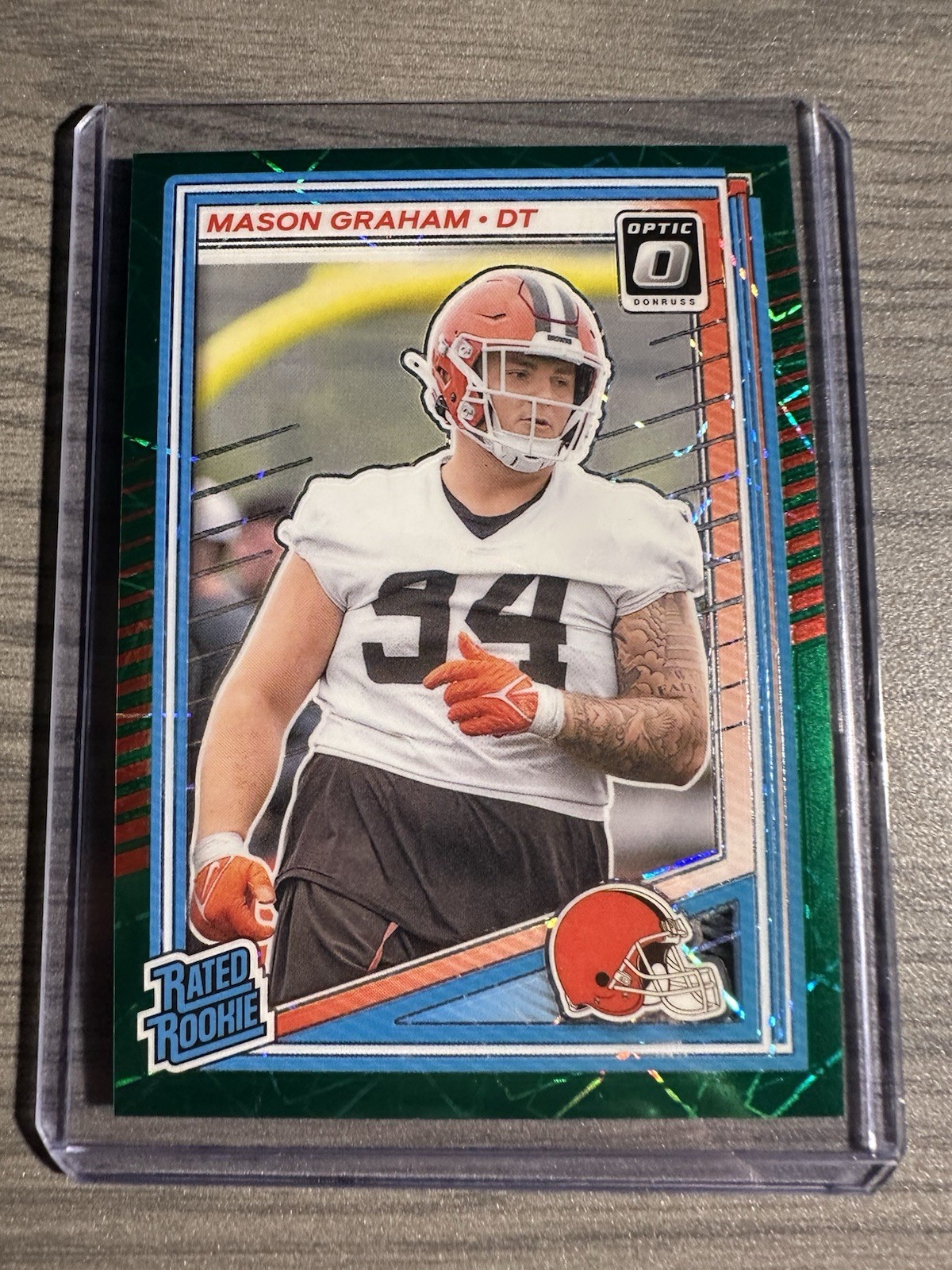 2025 Donruss Optic Football Mason Graham Green Velocity Prizm #206 Rated Rookie