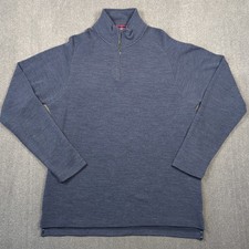 Hickey Freeman Wool Blend 1/4 Zip Mens L Navy Blue Golf Performance Pullover