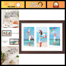 8x14 Collage Picture Frame for 3x 4x6 Photos, Horizontal/Vertical Display, Brown