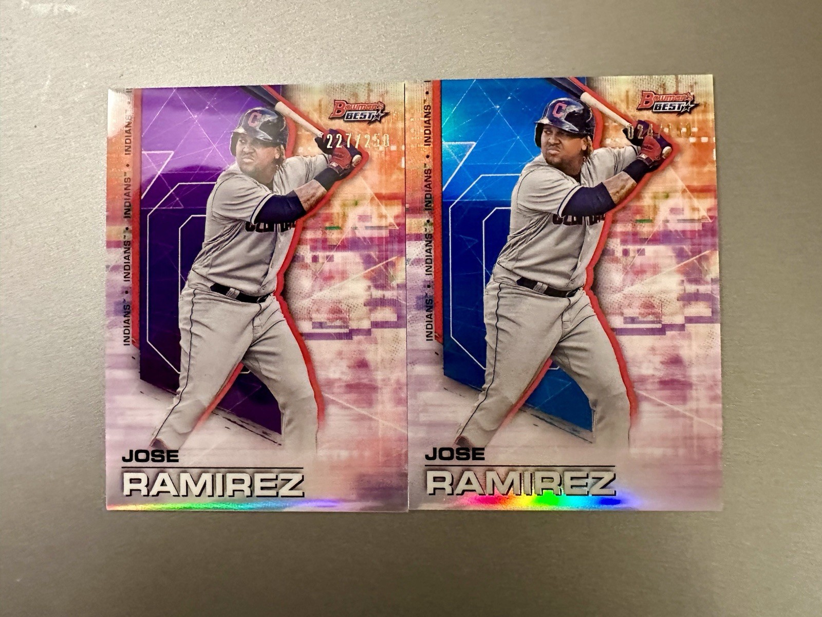 2021 Bowman's Best Jose Ramirez /150 Blue Refractor & /250 Purple Refractor #9