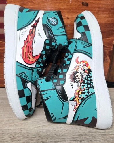 Demon Slayer Tanjiro Water & Sun Breathing Anime Custom Shoes Hi-top Men's SZ 11