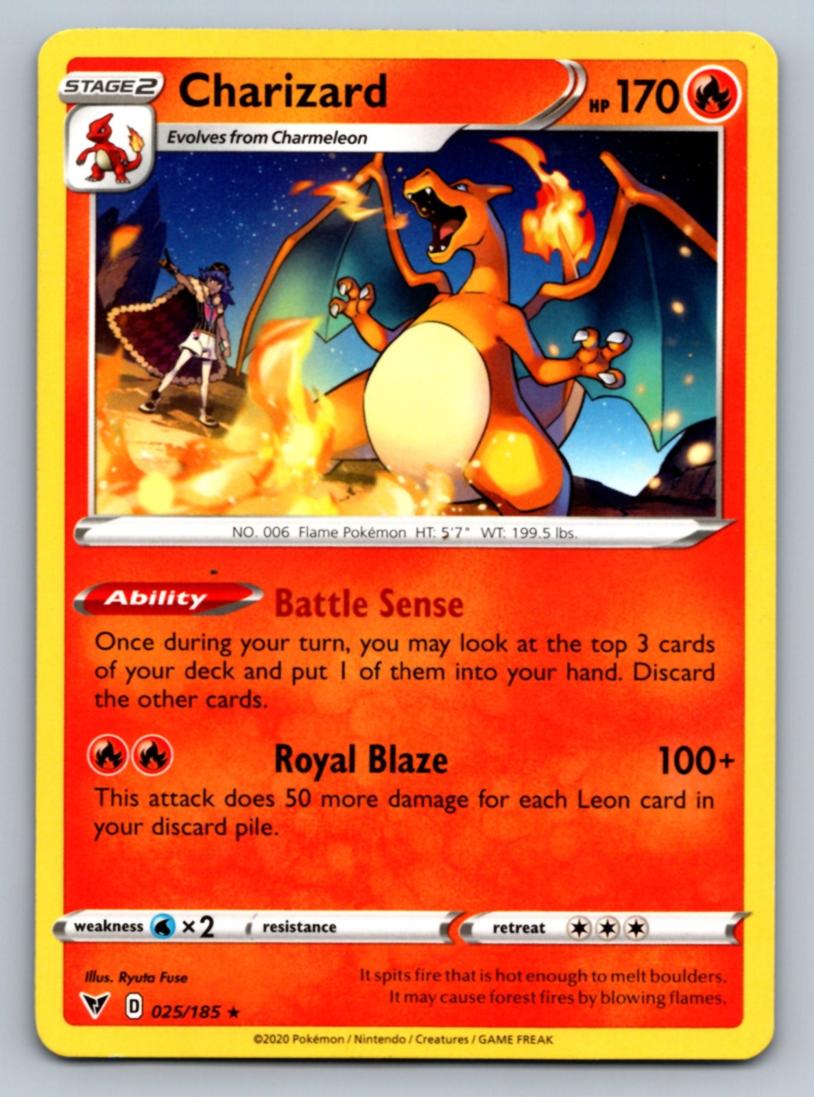 Charizard Rare SWSH04: Vivid Voltage 025/185 NM - Pokemon TCG