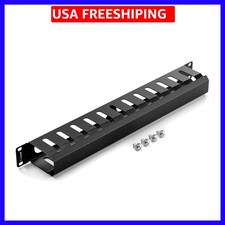 1U Server Rack Cable Management 12-Slot, 19" Carbon Steel Horizontal Network ...