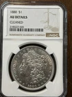 1880 Philadelphia Morgan Silver Dollar $1 AU Details Cleaned