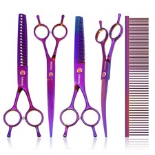 TOPGOOSE Dog Grooming Scissors Kit, Professional 6 in 1 Pet Scissors Sharp Shear
