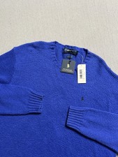 Vtg Polo Ralph Lauren Sweater Mens 2XL Blue Crewneck Knit Pullover Pony Logo NEW