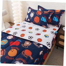 Zipper Bedding for Boys Kids Sports Comforter Sets Football Twin Navy