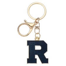 Initial Letter Keychain, Alphabet Letter Bag Charm Letter R, Deep Blue