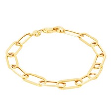 10k or Jaune 6mm Trombone Chaîne Jaseron Allongé Lien Câble Bracelet Femmes