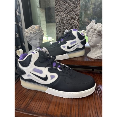 New Nike Air Force 1 React Mid Off Noir Black Action Grape Size 18 Rare Decor