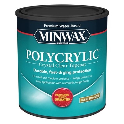 Minwax Polycrylic Crystal Clear Top Coat Polyurethane SEMI GLOSS ~ 0.5 Pint